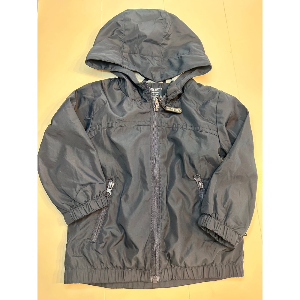 Little Bipsy Windbreaker Kids 12-18M Navy Blue Excellent Hooded Zip Jacket‎
